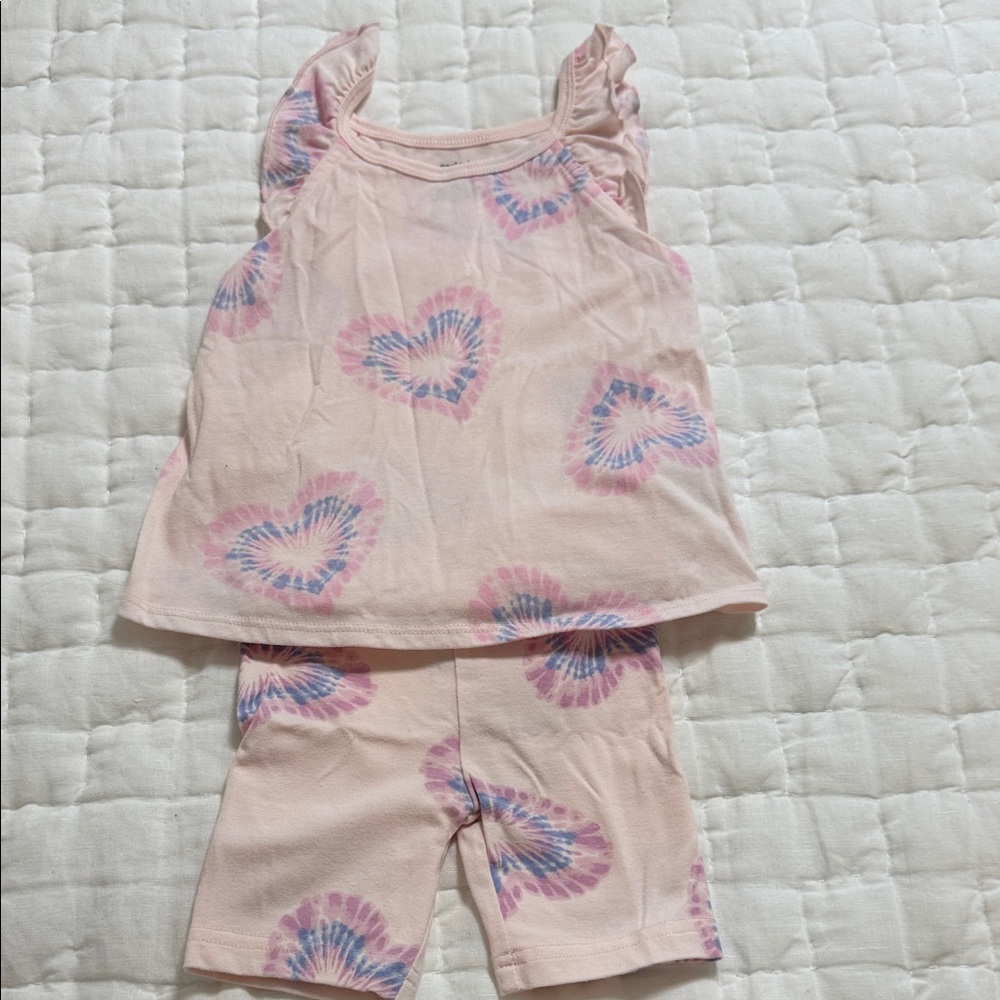 Carter’s Pink Tie-Dye Heart Tank & Bike Short Set